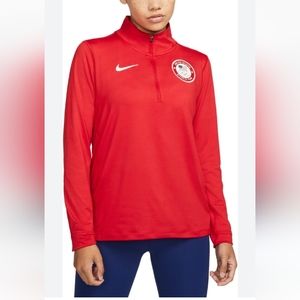 Nike Element Olympic Team USA Dri-Fit 1/2 Zip Running | Red | Size Small